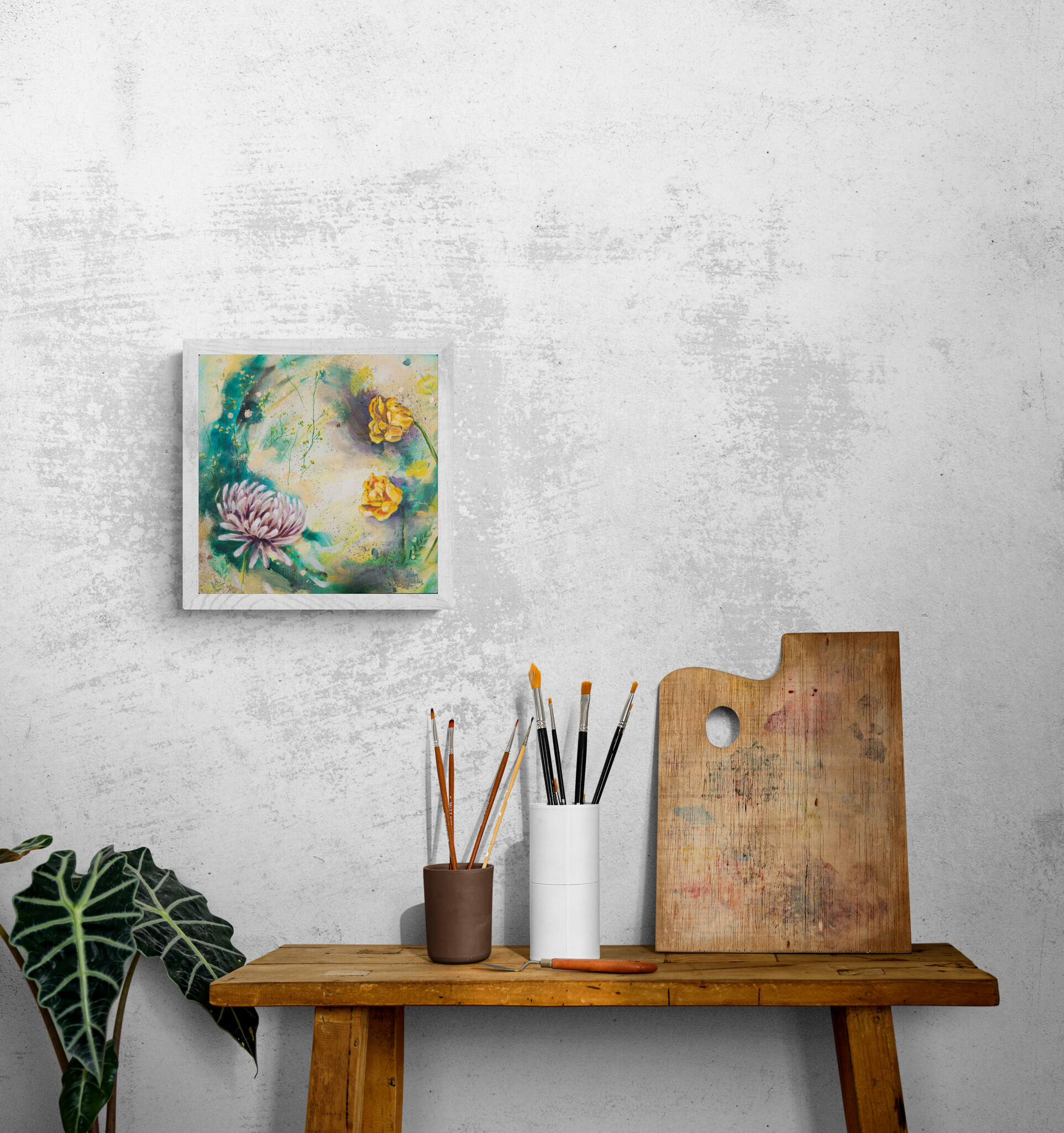 Mixed media Abstract floral art