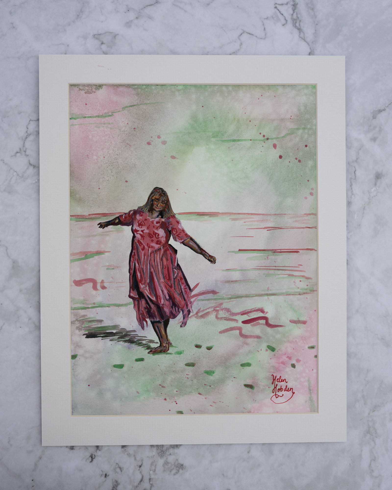 Ethereal painting in red and green