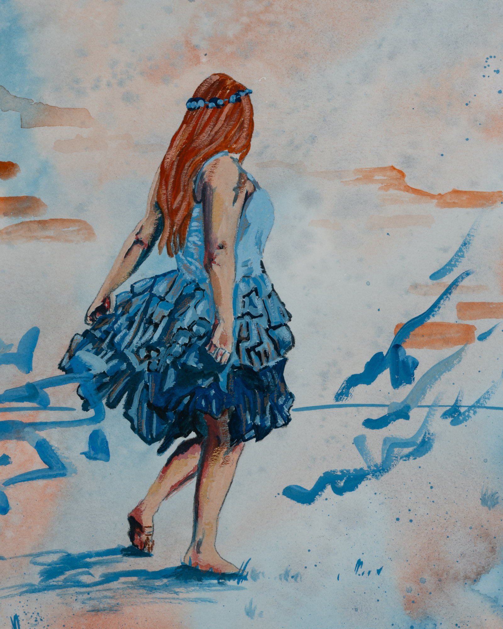 Fairytale painting in blue