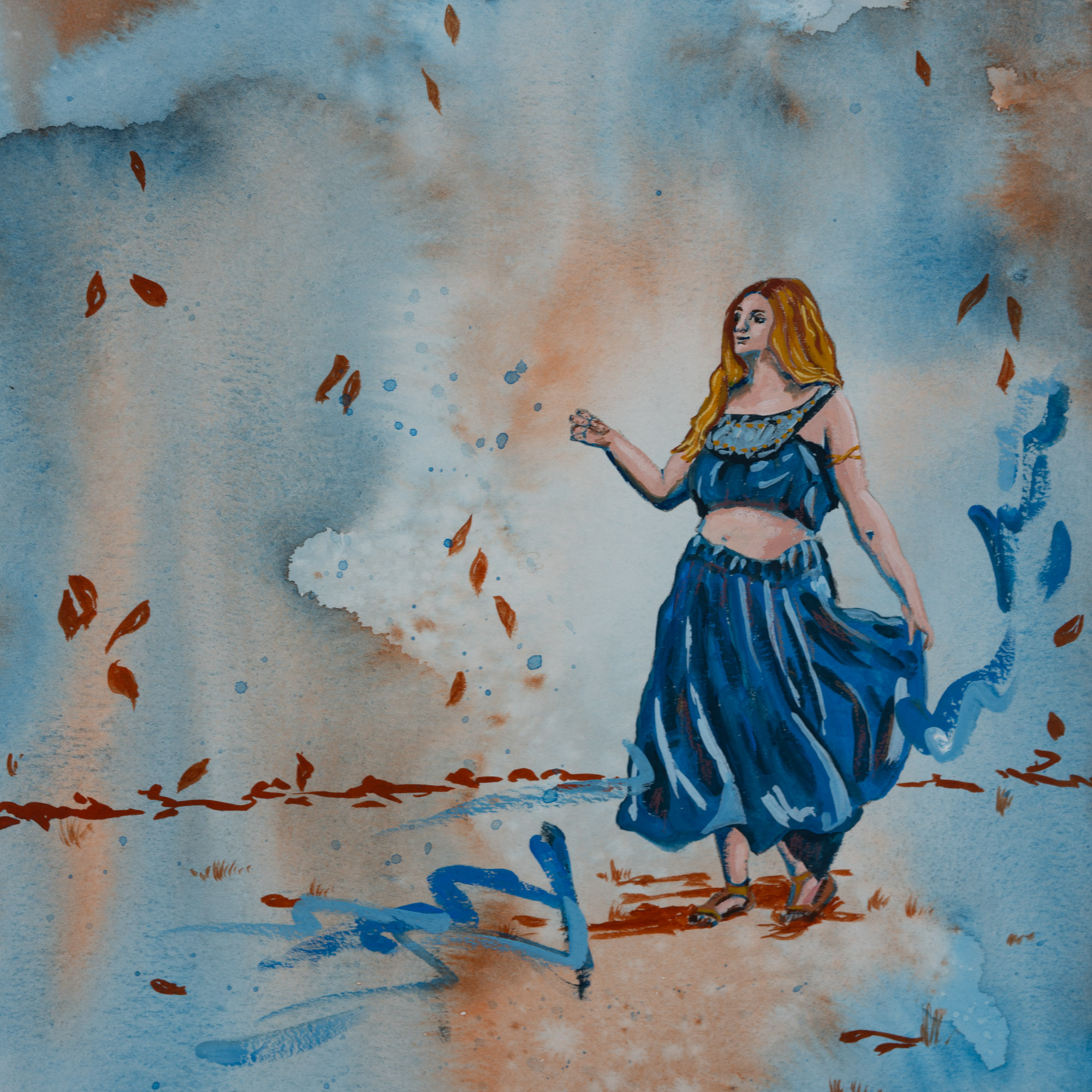 Affordable original art in blue.