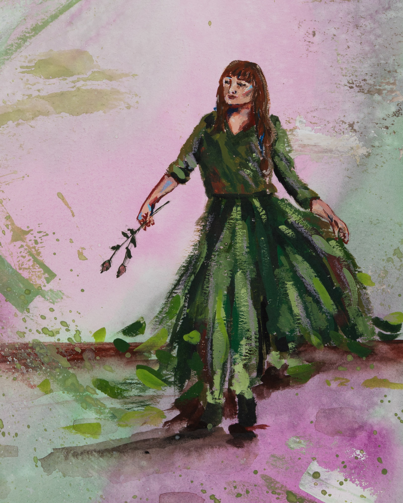 Fairytale art in green and pink