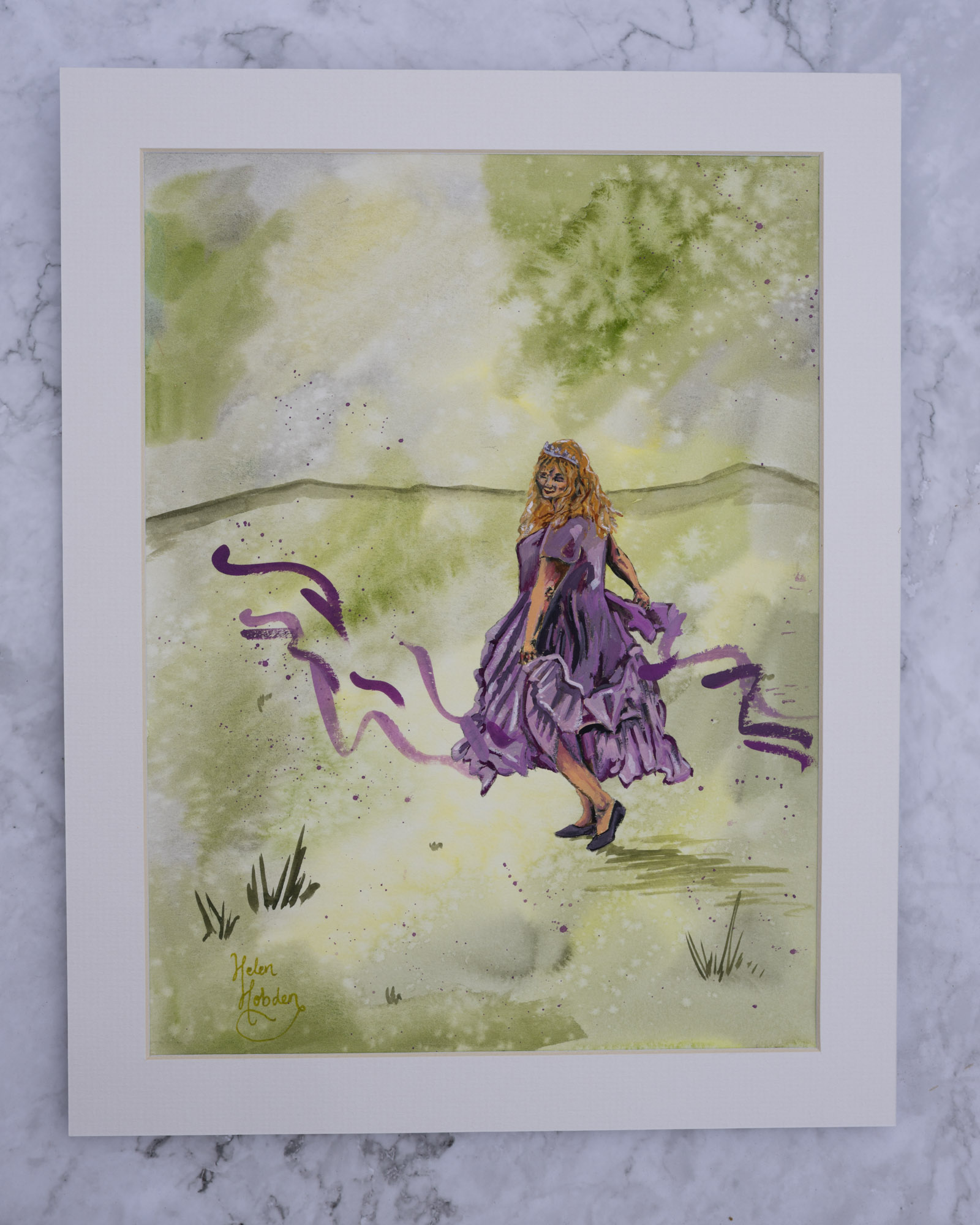 ethereal painting in purple and green