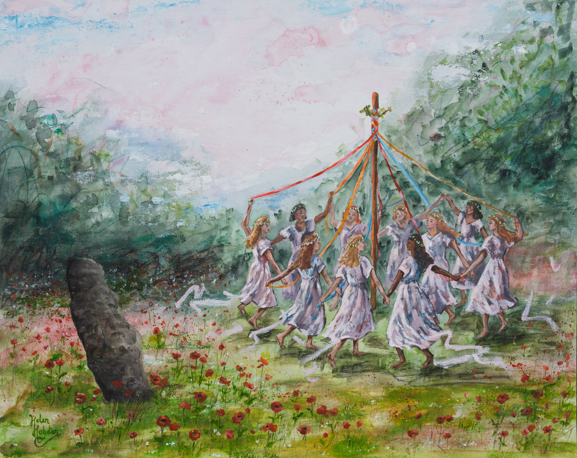 magical maypole dancing painting